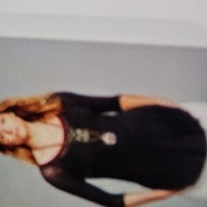 Free People Initmately Crossroads layering dark gray top with burgendy trim